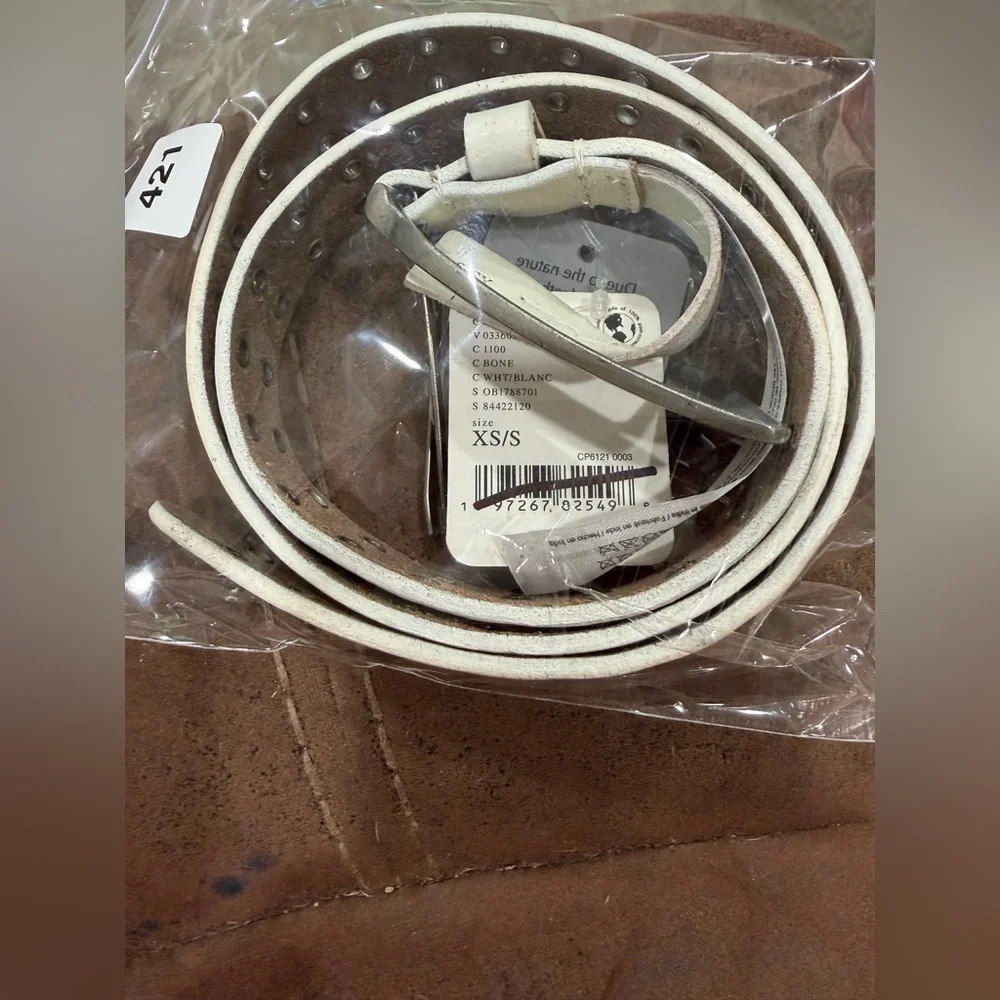Rush Hour white Leather Grommet Belt by Free People